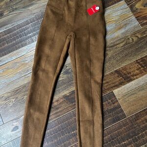 SPANX Faux Suede Low-Rise Leggings Rich Caramel